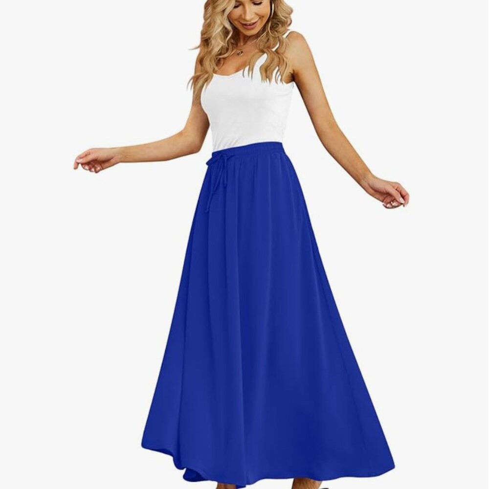 Yincro // Flowy High-Waisted Maxi Skirt with Pockets (M - Cobalt Blue) *NWOTs*